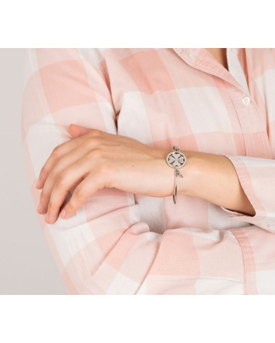 Pulsera acero trébol de la suerte. Lotus style