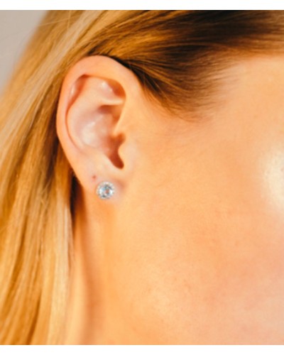 Pendientes topacio azul y diamantes