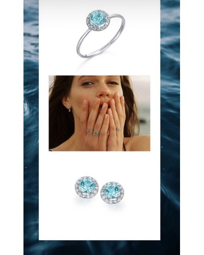Pendientes topacio azul y diamantes