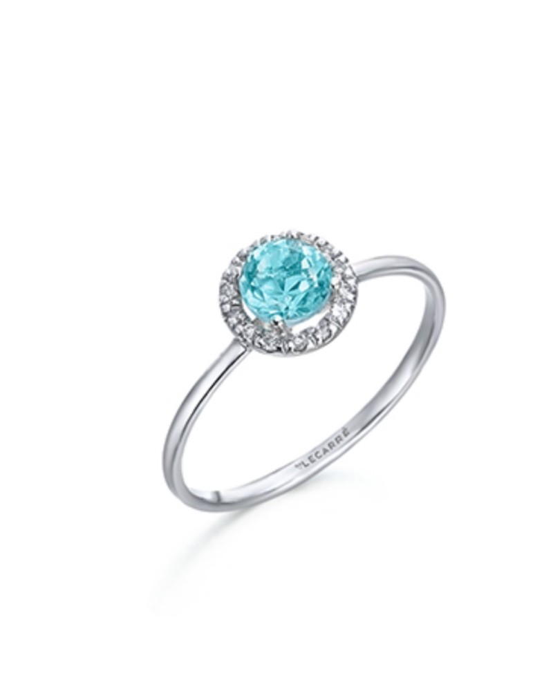 Anillo oro blanco topacio y diamantes