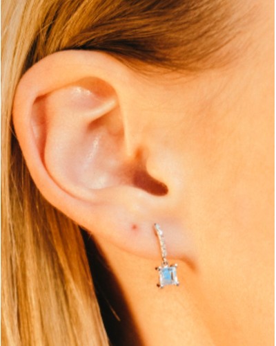 Pendientes oro blanco diamantes y topacio