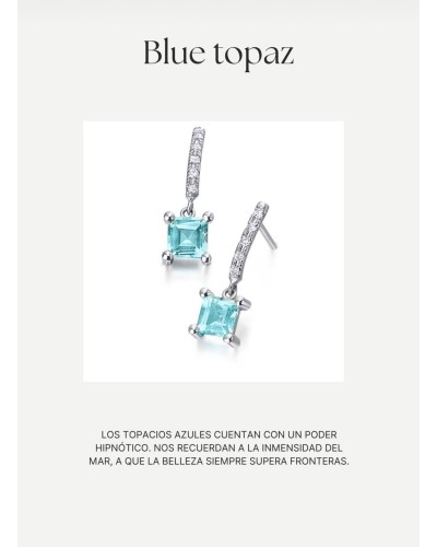 Pendientes oro blanco diamantes y topacio