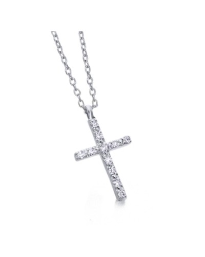 Cruz oro blanco diamantes con cadena