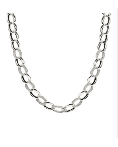 Collar eslabones grandes plata de ley con circonitas