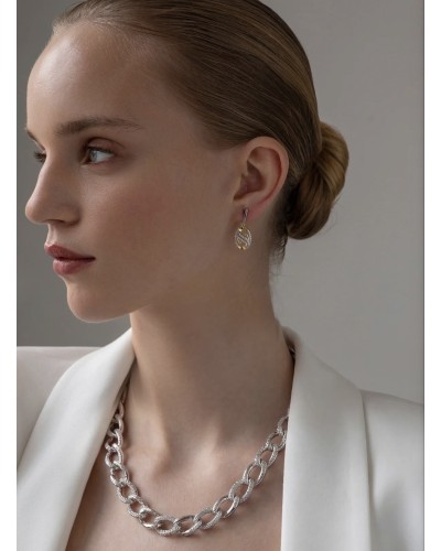 Collar eslabones grandes plata de ley con circonitas