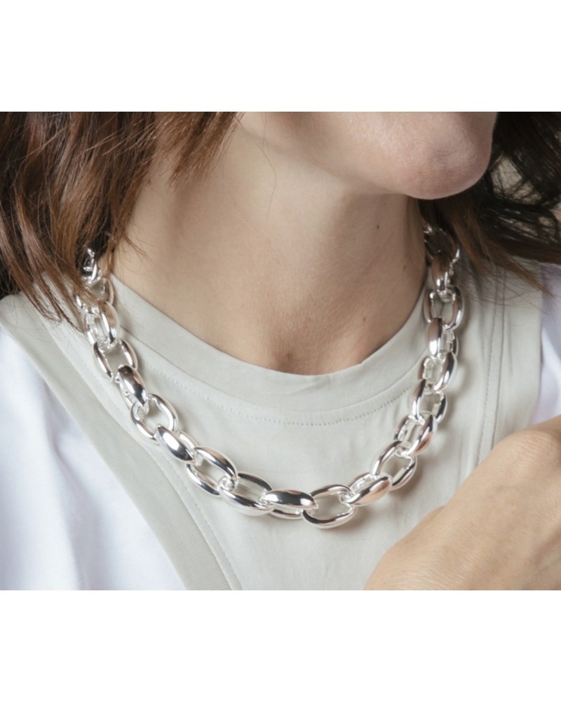 Collar eslabones metal plateado