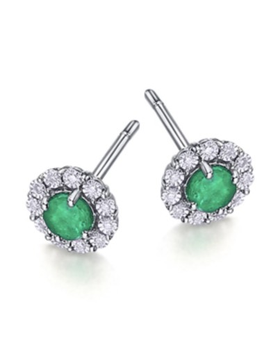 Pendientes esmeralda y diamantes oro blanco