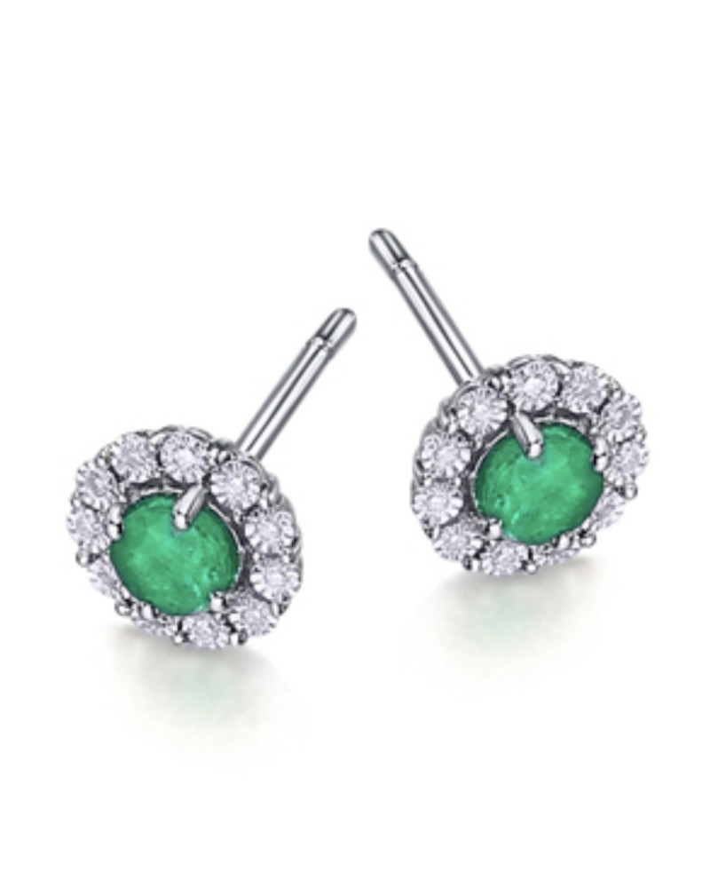 Pendientes esmeralda y diamantes oro blanco