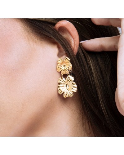 Pendientes flores doradas acero