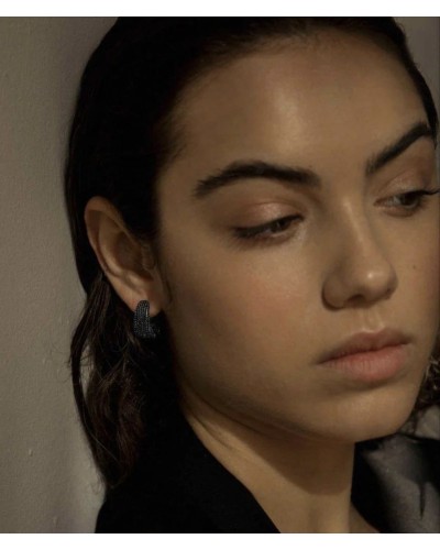 Pendientes plata de ley con circonitas negras