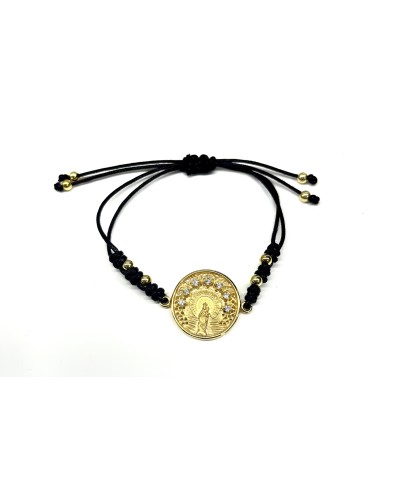 Pulsera Medalla Virgen del Pilar plata dorada
