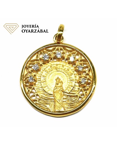 Pulsera Medalla Virgen del Pilar plata dorada