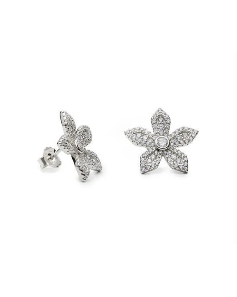 Pendientes flor plata de ley