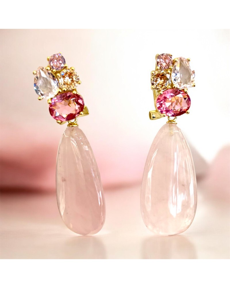 Pendientes largos rosas