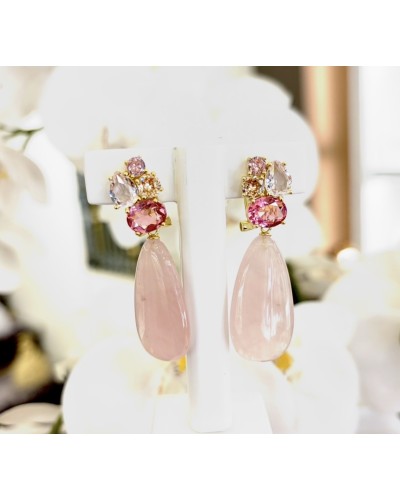 Pendientes largos rosas