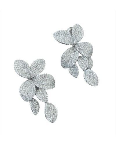 Pendientes largos Gio, plata de ley con circonitas blancas