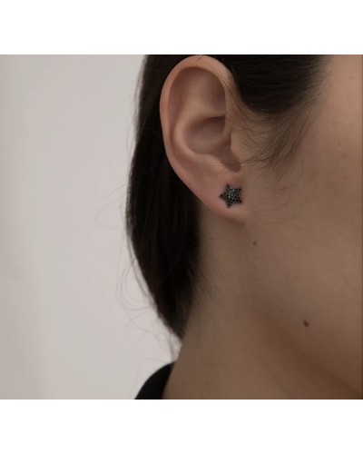 Pendientes plata de ley estrella negra