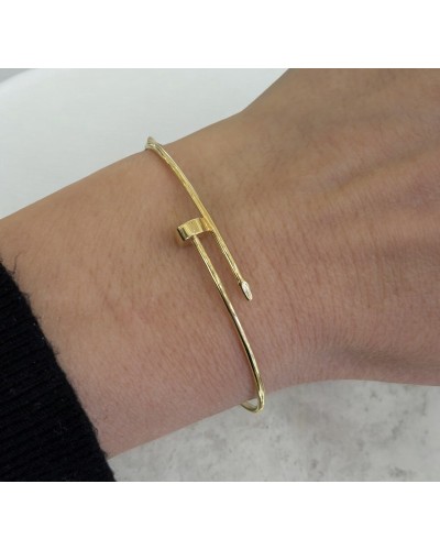 Pulsera media caña clavo oro 18 quilates