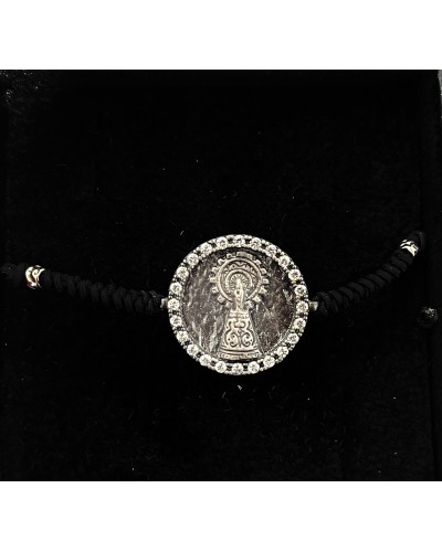 Pulsera Virgen del Pilar plata de ley envejecida