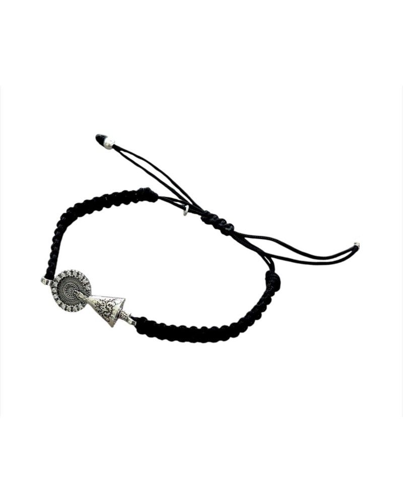 Pulsera Virgen del Pilar plata. Con macrame