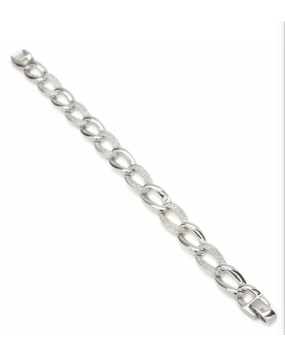 Pulsera eslabones trenzados plata de ley